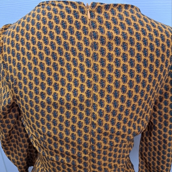 Elegant Mustard Patterned Dress   Size M - Picture 5 of 6